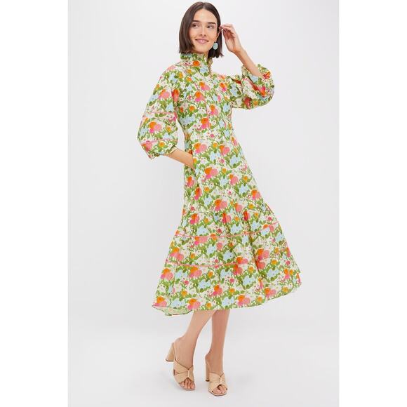 Tuckernuck Dresses & Skirts - HYACINTH HOUSE Multi Green Begonia Floral Hillsborough Midi Dress Size M NWT